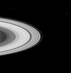 This image from NASA's Cassini spacecraft shows the multitude of grooves for which Saturn's rings are famed.