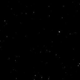 Stars in the upper portion of the constellation Orion the Hunter, including the bright shoulder star Betelgeuse and Orion's three-star belt, appear in this image taken from the surface of Mars by the panoramic camera on NASA's rover Spirit.