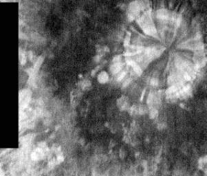 This image from NASA's 2001 Mars Odyssey released on March 15, 2004 shows a 'pinwheel' pattern represents alternating warm and cool materials on Mars' surface.