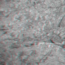 This 3-D image taken by the microscopic imager on NASA's Mars Exploration Rover Opportunity shows a close-up of the center of the rock abrasion tool hole, ground into 'Bounce.' 3D glasses are necessary to view this image.