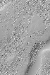NASA's Mars Global Surveyor shows rounded and streamlined hills produced by wind erosion located in western Arabia Terra on Mars.