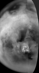 Shown here is a mosaic of Titan's south polar region acquired as NASA's Cassini spacecraft passed by at a range of 339,000 kilometers (210,600 miles) on July 2.