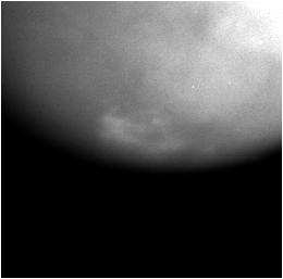 This animated gif of the south polar region of Titan was acquired over an 11.5-hour period on Oct. 23, 2004, as NASA's Cassini spacecraft approached its first close encounter with Saturn's smoggy moon.