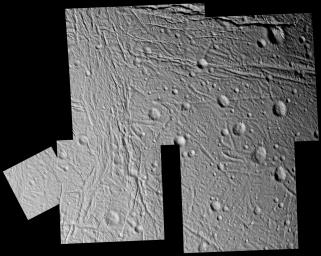The complex history of Enceladus' surface is revealed in great detail in this mosaic of images taken by NASA's Cassini spacecraft during its closest encounter with this intriguing icy moon.