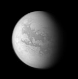 This image composite was created with images taken during NASA's Cassini spacecraft's closest flyby of Titan on April 16, 2005.
