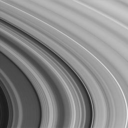 Saturn's inner C ring spreads across the field of view in this image from NASA's Cassini spacecraft, showing the characteristic plateau and wave-like structure for which it is famed.