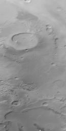 NASA's Mars Global Surveyor shows the martian volcano, Apollinaris Patera on Mars.