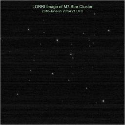 NASA's New Horizons team calibrates the Long Range Reconnaissance Imager (LORRI) by taking pictures of the open star cluster M7.