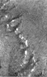 A single image from NASA's Huygens Descent Imager/Spectral Radiometer (DISR) instrument of a dark plain area on Titan, seen during descent to the landing site, that indicates flow around bright 'islands.'
