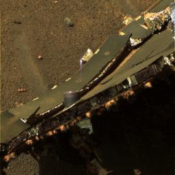 This image from NASA's Mars Exploration Rover Opportunity features a cross section through the structure and thermal protection system of the its heat shield. Six separation fittings were used to join and separate the heat shield from the backshell.
