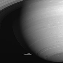 The latitude bands and swirling storms of Saturn, always intriguing to scientists, often are exquisitely beautiful as well. This image was taken in visible light with NASA's Cassini spacecraft's wide-angle camera on July 31, 2005.