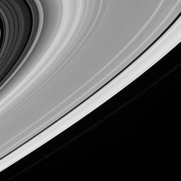 A grandiose gesture of gravity, Saturn's icy rings fan out across many thousands of kilometers of space. This image was taken with NASA's Cassini spacecraft's narrow-angle camera on July 20, 2005.