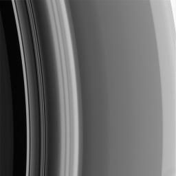 The outer reaches of Saturn's Cassini Division merges with the inner A ring (at the right) in a region that is rich in structure. This image was taken in visible light with NASA's Cassini narrow-angle camera.