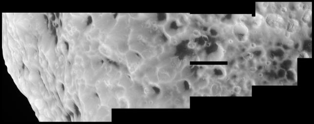 This high-resolution mosaic from NASA's Cassini spacecraft shows that Hyperion truly has a surface different from any other in the Saturn system. The images were taken during Cassini's close flyby of Hyperion on Sept. 26, 2005.