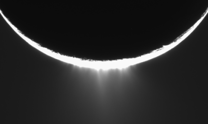 Jets of icy particles burst from Saturn's moon Enceladus in this brief movie sequence of four images taken on Nov. 27, 2005. The discovery of active eruptions on a third outer solar system body is one of the great highlights of NASA's Cassini mission.