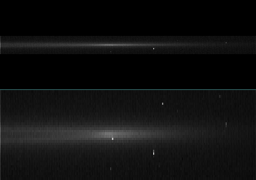 This frame from a movie shows a bright arc of material flashing around the edge of Saturn's G ring, a tenuous ring outside the main ring system. The images were acquired by NASA's Cassini spacecraft's narrow-angle camera on April 25, 2006.