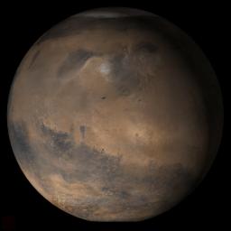 NASA's Mars Global Surveyor shows the Elysium/Mare Cimmerium face of Mars in mid-March 2006.