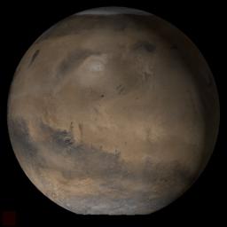 NASA's Mars Global Surveyor shows the Elysium/Mare Cimmerium face of Mars in mid-March 2006.