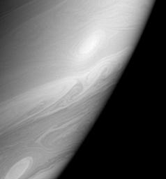 Streamers, swirls and vortices roll across the dynamic face of Saturn as seen by NASA's Cassini spacecraft.