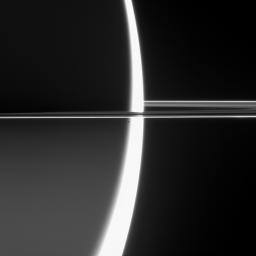 NASA's Cassini spacecraft captured this arresting view of Saturn just before Epimetheus crossed into the blinding glare of the planet's sunlit crescent and was lost.