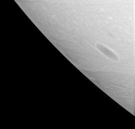 With no solid land to obstruct their progress, dark vortices often roll through Saturn's atmosphere for months or years, before merging with other vortices as seen by NASA's Cassini spacecraft.