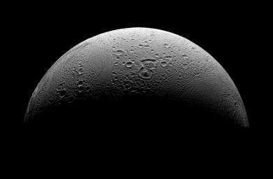 This three-image mosaic is the highest resolution view yet obtained of Enceladus' north polar region. This image was taken in visible light with NASA's Cassini spacecraft's narrow-angle camera on March 12, 2008.