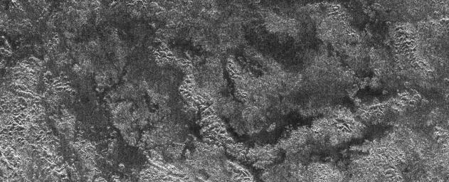NASA's Cassini spacecraft's Titan Radar Mapper instrument imaged this area atop Xanadu, the bright area of Titan, on April 30, 2006.