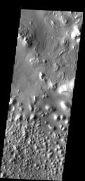This region of small hills and chaos is called Hydaspis Chaos on Mars as seen by NASA's Mars Odyssey spacecraft.