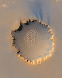 This image from the HiRISE instrument on NASA's Mars Reconnaissance Orbiter shows 'Victoria crater,' an impact crater at Meridiani Planum, near the equator of Mars.