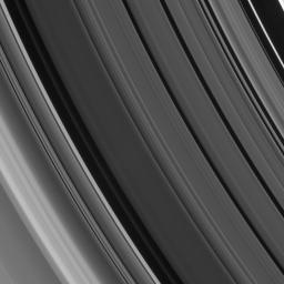 Fine, sharp-edged details and smooth gradients in the ring features of the Cassini Division are imaged here together at excellent resolution. This image is from NASA's Cassini spacecraft.