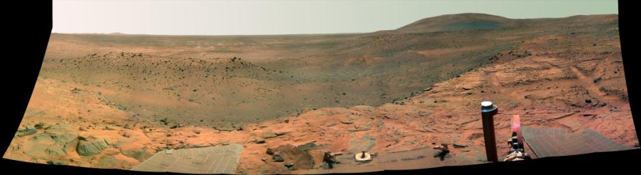 Spirit's West Valley Panorama (False Color)