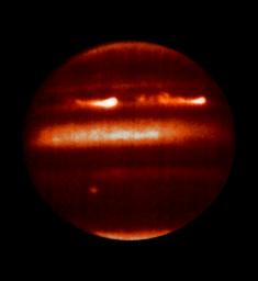 NASA's Hubble Space Telescope shows detailed analysis of two continent-sized storms that erupted in Jupiter's atmosphere in March 2007 shows that Jupiter's internal heat plays a significant role in generating atmospheric disturbances.