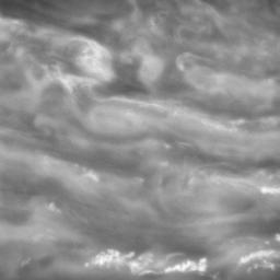 Swirling clouds drift like phantoms in Saturn's murky depths. This image was taken with NASA's Cassini spacecraft's narrow-angle camera on June 20, 2008.