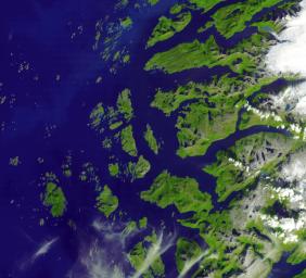 The Arctic Circle cuts through the western coast of Norway and the Saltfjellet-Svartisen National Park. This image was acquired by NASA's Terra satellite on August 23, 2006.