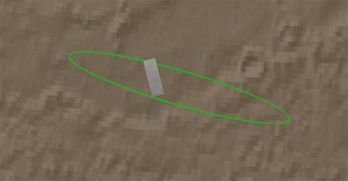 This frame from an animation zooms in on the area on Mars where NASA's Phoenix Mars Lander will touchdown on May 25, 2008. The image was taken by the HiRISE camera on NASA's Mars Reconnaissance Orbiter. 