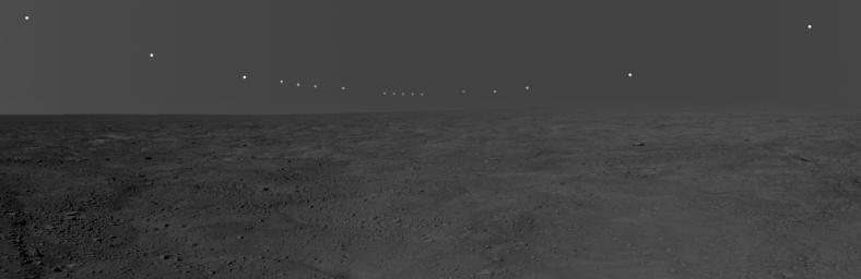 This panorama mosaic of images was taken by the Surface Stereo Imager on board NASA's Phoenix Mars Lander. This mosaic documents the midnight sun over Mars' polar cap during several days of the mission.