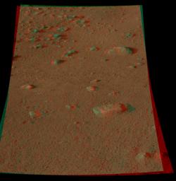 This colorglyph, acquired by NASA's Phoenix Lander's Surface Stereo Imager shows part of Phoenix's workplace and is informally called 'Wonderland.' 3D glasses are necessary to view this image.
