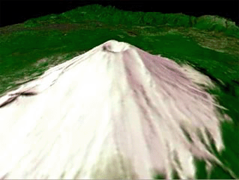 The nearly perfectly conical profile of Fuji, Japans highest mountain, soars 3,776 meters (12,388 feet) above sea level on southern Honshu, near Tokyo. This image was acquired by NASA's Terra spacecraft.