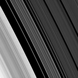 NASA's Cassini spacecraft looks closely at the outer B ring and the Cassini Division, revealing clump-like structures in the outer edge of the B ring.
