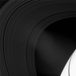 The shadow of the moon Epimetheus crosses Saturn's rings in this image taken as the planet approached its August 2009 equinox. This image is from NASA's Cassini spacecraft.