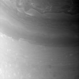 NASA's Cassini spacecraft took a break from imaging Saturn's rings as the planet approached its August 2009 equinox and snapped this close-up of the planet's atmosphere, revealing detailed and elaborate patterns in the clouds of the northern hemisphere.