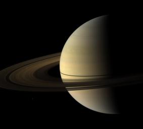 NASA's Cassini Orbiter captured this natural color view of Saturn almost a month after the planet's August 2009 equinox. The shadow cast on the planet by the rings remains narrow.
