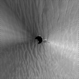 NASA's Mars Exploration Rover Opportunity to this vertical projection 360-degree view of the its surroundings on Oct. 22, 2008 southwest of Victoria Crater on Mars.