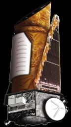 This artist's concept shows NASA's Kepler spacecraft. 