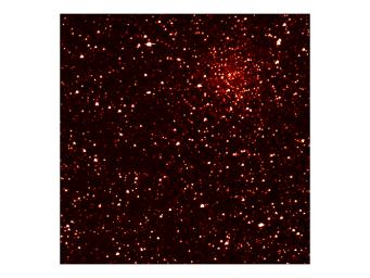 This image zooms into a small portion of NASA's Kepler's full field of view, an expansive, 100-square-degree patch of sky in our Milky Way galaxy. An eight-billion-year-old cluster of stars 13,000 light-years from Earth, called NGC 6791, is seen here.