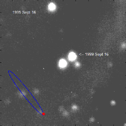 This image shows the star VB 10 moving across the sky over a period of nine years. Astronomers nabbed a planet circling this star using a method called astrometry -- the first successful application of the method to planet hunting.