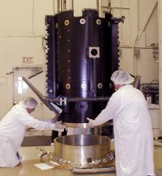 NASA's Dawn spacecraft being assembled.