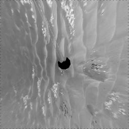 NASA's Opportunity had driven 62.5 meters (205 feet) that sol, southward away from an outcrop called 'Penrhyn,' which the rover had been examining for a few sols, and toward a crater called 'Adventure.' This is a vertical projection.