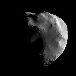 NASA's Cassini spacecraft snapped this image of Saturn's moon Helene while completing the mission's second-closest encounter of the moon on June 18, 2011.