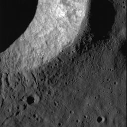 NASA's Lunar Reconnaissance Orbiter captured this image of the ejecta blanket and rim of Timocharis crater in southeastern Mare Imbrium.